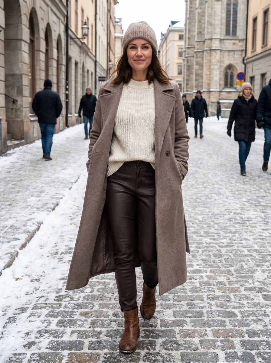 Winter Outfit mit Lederhose - Winter Outfit Damen 2026